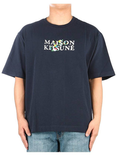 Men s Short Sleeve T Shirt LM00115KJ0119 NAVY - MAISON KITSUNE - BALAAN 1