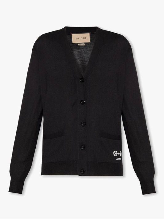 Women's Extra Fine Wool Cardigan Black - GUCCI - BALAAN 2