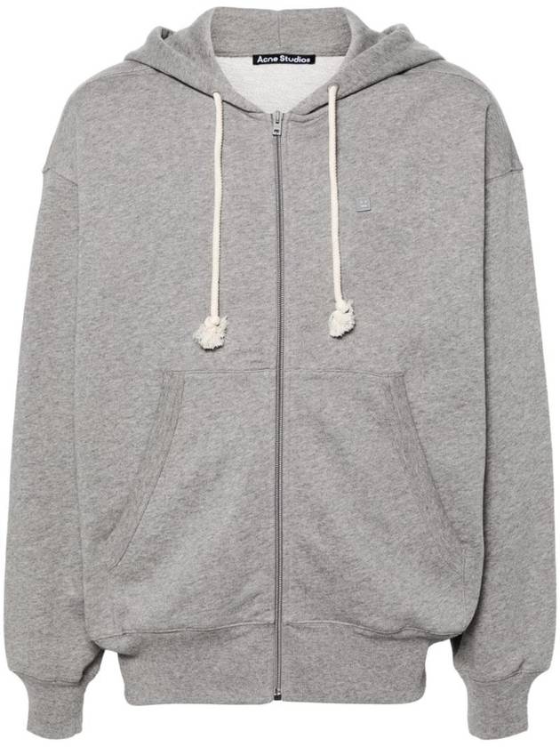 Face Logo Applique Zip-Up Hoodie Grey - ACNE STUDIOS - BALAAN 1