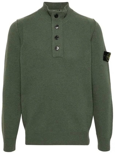 Wappen Patch Half Button Lambswool Knit Top Musk Green - STONE ISLAND - BALAAN 2