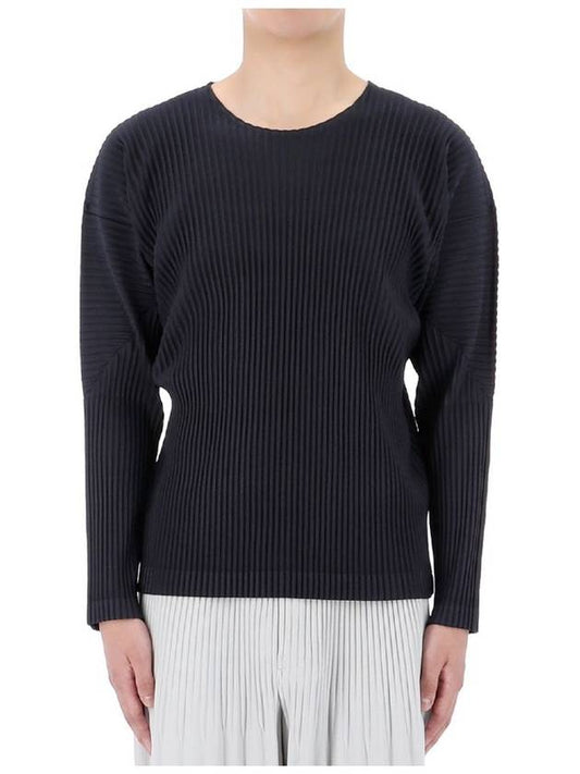 Pleated Basic Long Sleeve T-Shirt Navy - ISSEY MIYAKE - BALAAN 2