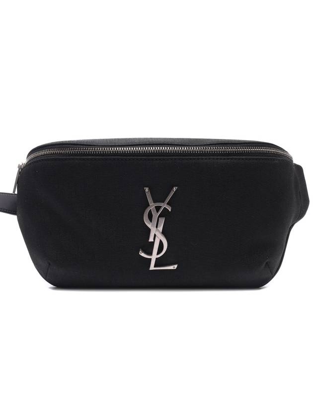 Cassandre Classic Canvas Leather Belt Bag Black - SAINT LAURENT - BALAAN 3