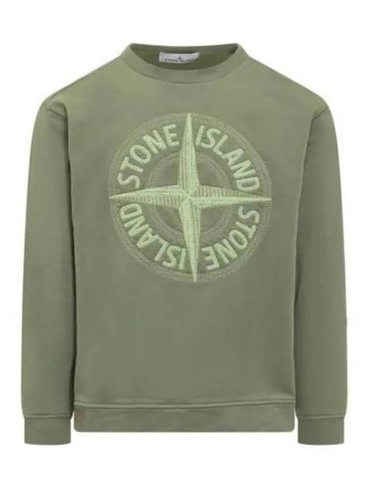 Garment Dyed Stitches Four Print Crewneck Sweatshirt Green - STONE ISLAND - BALAAN 2