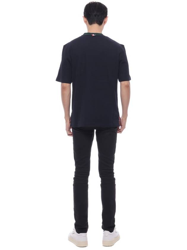 Pointelle Cotton Short Sleeve T-Shirt Navy - THOM BROWNE - BALAAN 6