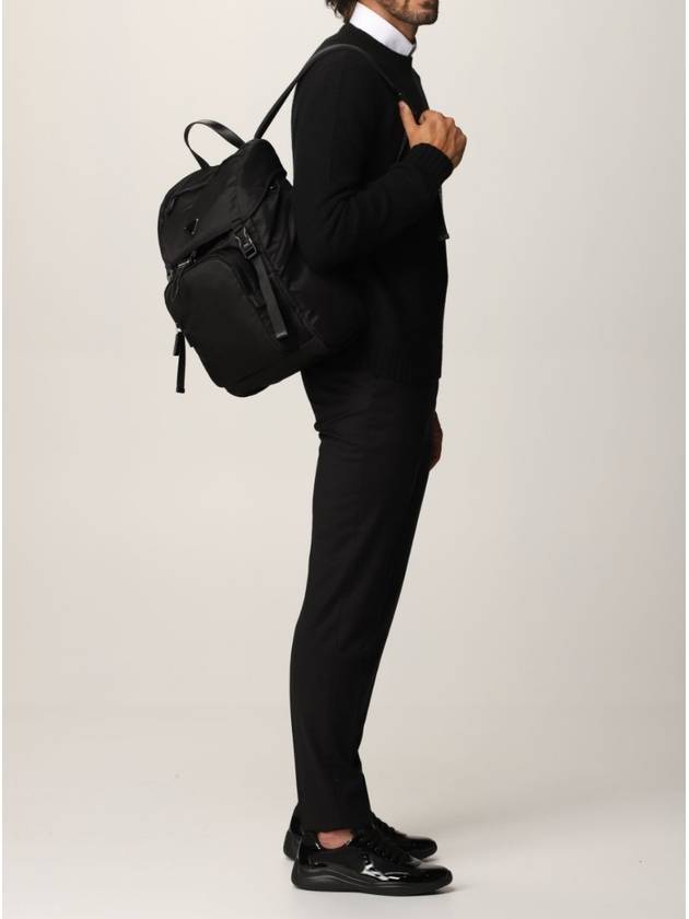 Re-Nylon Saffiano Leather Backpack Black - PRADA - BALAAN 4