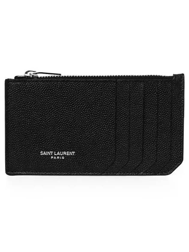 Leather Zipper Classic Fragment Card Wallet Black - SAINT LAURENT - BALAAN 2