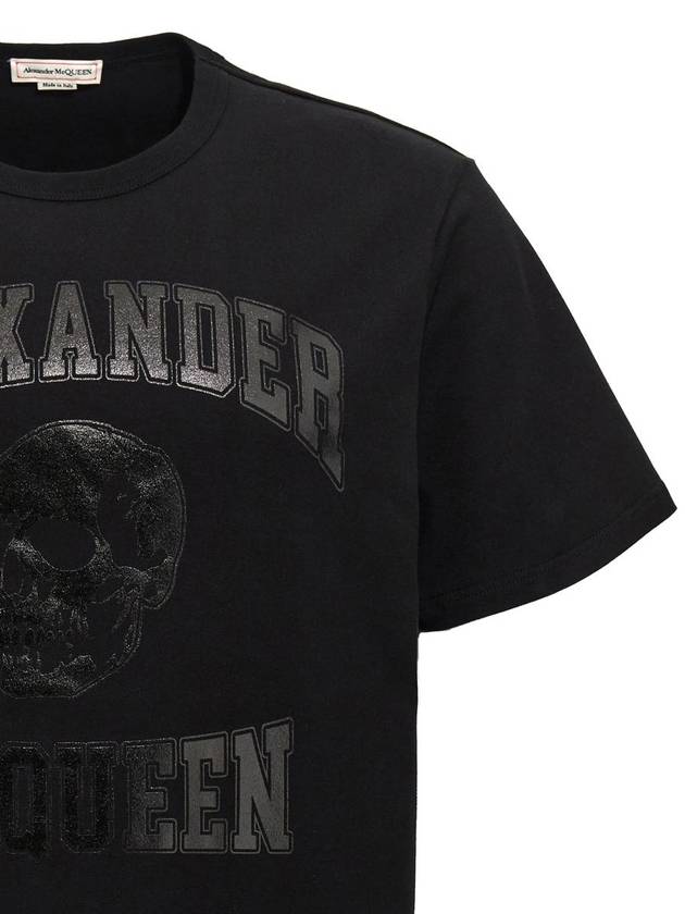 Skull Logo Print Short Sleeve T-Shirt Black - ALEXANDER MCQUEEN - BALAAN 4