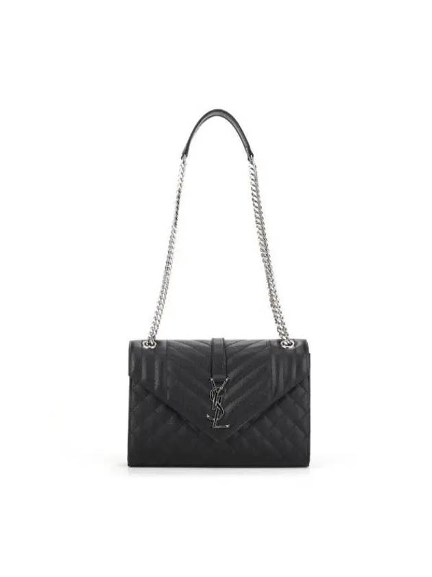 Envelope Medium Chain Bag in Mix Matelasse Grain De Poudre Embossed Leather Black - SAINT LAURENT - BALAAN 6