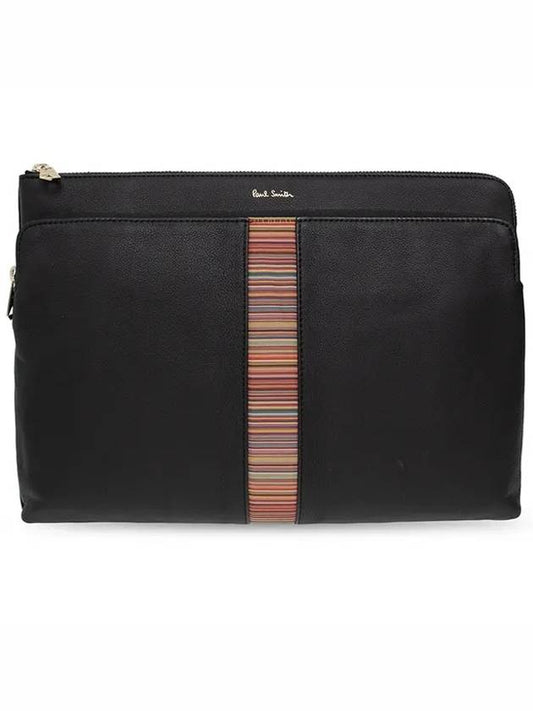 Signature Stripe Clutch Bag Black - PAUL SMITH - BALAAN.