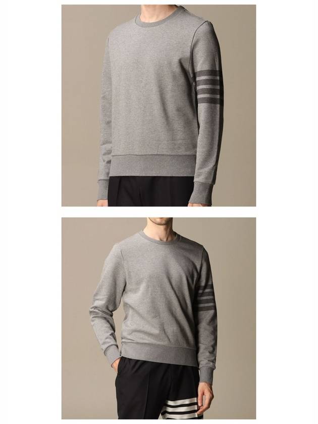 4 Bar Tonal Crew Neck Sweatshirt Grey - THOM BROWNE - BALAAN 7