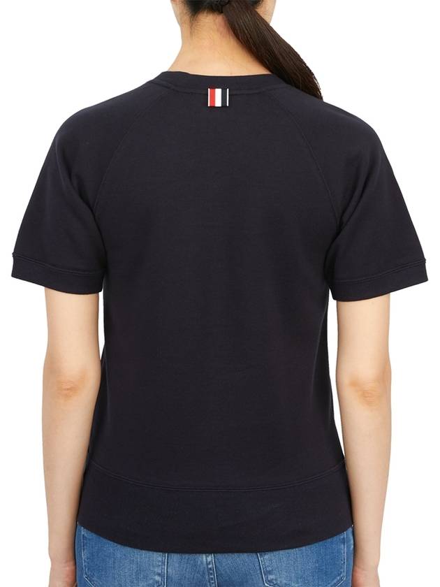 Women's Loopback Cotton Short Sleeve T-Shirt Navy - THOM BROWNE - BALAAN 5