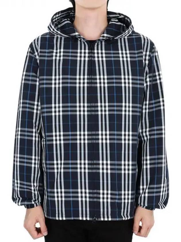 Check Polyamide Hooded Jacket Navy - BURBERRY - BALAAN 2