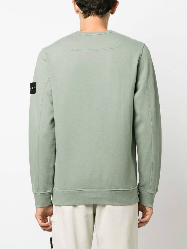 Brushed Cotton Fleece Garment Dyed Crewneck Sweatshirt Sage Green - STONE ISLAND - BALAAN 7