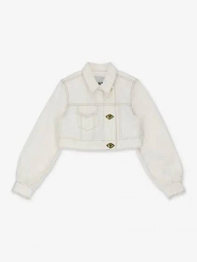 Cropped Denim Trucker Jacket White - GANNI - BALAAN 2