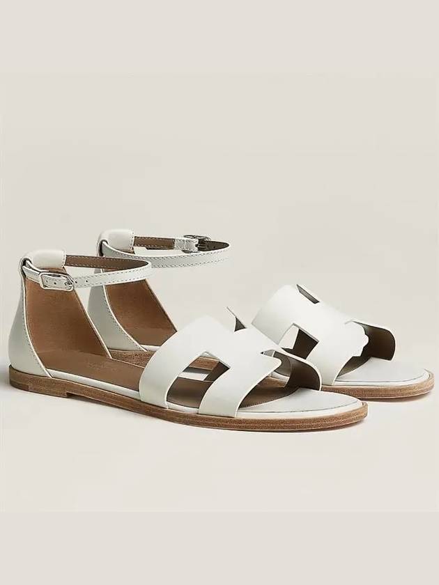 Santorini Calfskin Sandals Blanc - HERMES - BALAAN 2