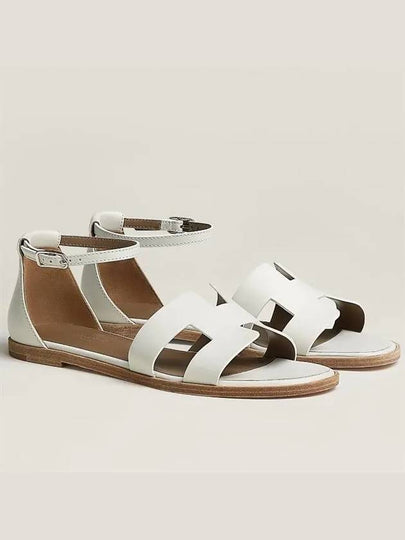 Santorini Calfskin Sandals Blanc - HERMES - BALAAN 2