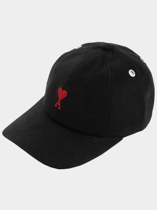 Embroidered Heart Logo Ball Cap Black - AMI - BALAAN 2