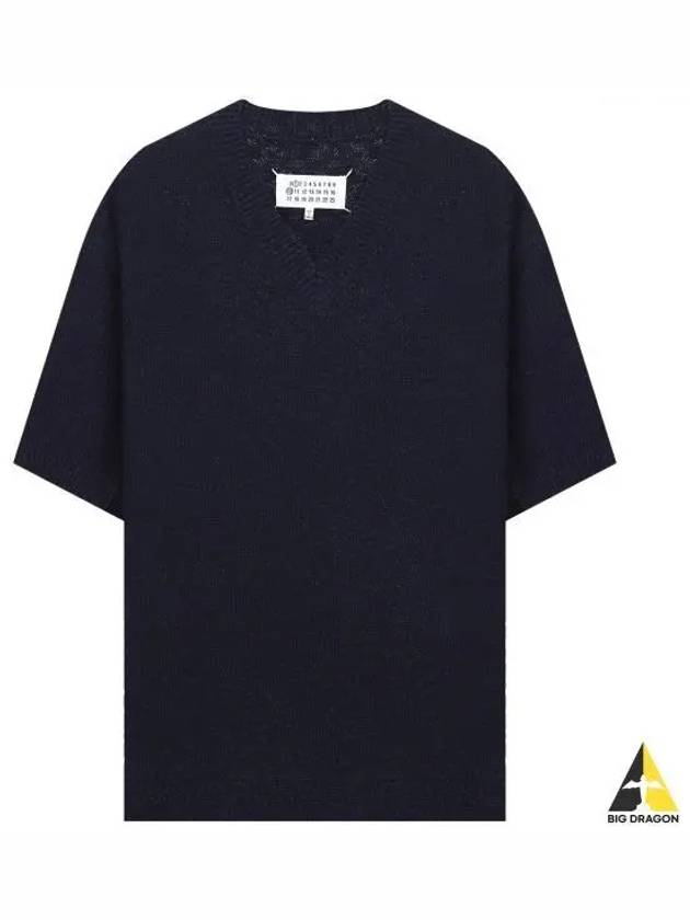 V-Neck Knit Top Navy - MAISON MARGIELA - BALAAN 2