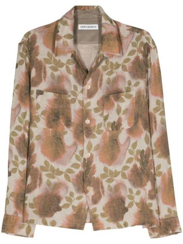 Heusen Flower Print Long Sleeve Shirt Beige - OUR LEGACY - BALAAN 1