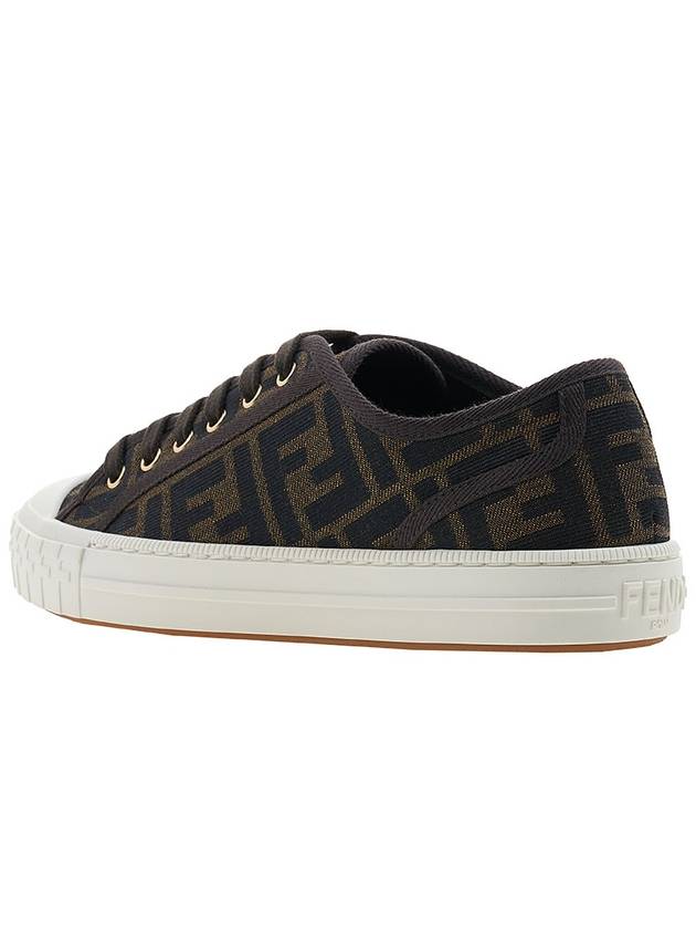 Domino FF Fabric Low Top Sneakers Brown - FENDI - BALAAN 4