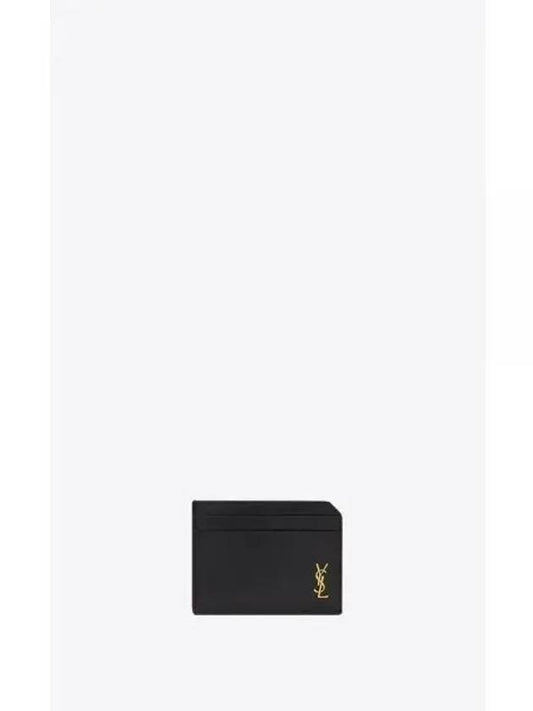 Tiny Cassandre Open Shiny Leather Card Wallet Black - SAINT LAURENT - BALAAN 2