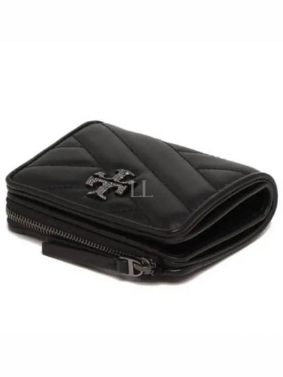 Kira Chevron Pave Logo Half Wallet Black - TORY BURCH - BALAAN 2