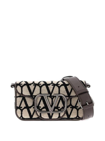 V Logo Toile Iconographe Shoulder Bag Beige - VALENTINO - BALAAN 1