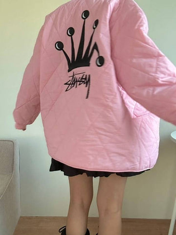 AU Australia Crown Quilted Jacket ST1M0305 Pink WOMENS - STUSSY - BALAAN 1