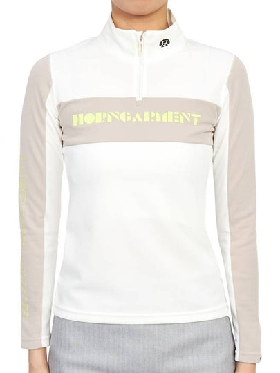 Women's Trans Half Zip Up Long Sleeve T-Shirt Offwhite - HORN GARMENT - BALAAN 2