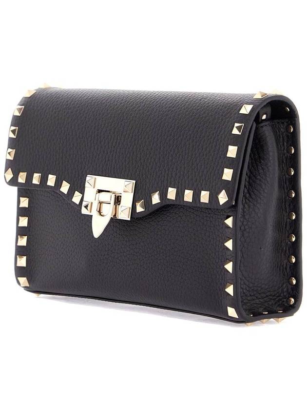 small black leather shoulder bag with golden studs - VALENTINO - BALAAN 3