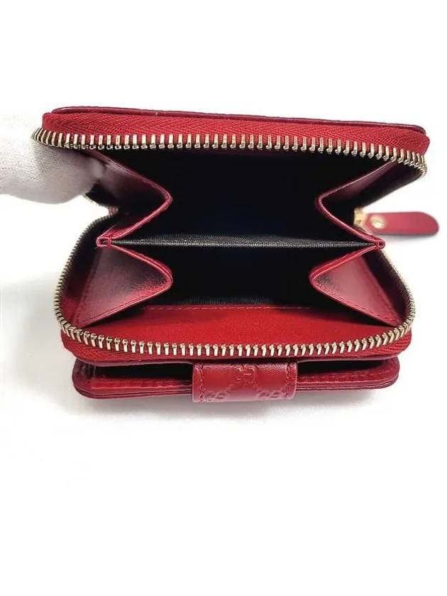 GG Micro Ssima Zipper Half Wallet Red - GUCCI - BALAAN 10