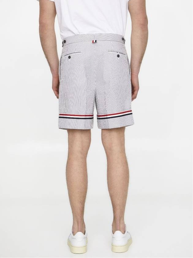 Men's Seersucker Gross Grain Cuff Shorts Medium Grey - THOM BROWNE - BALAAN 5