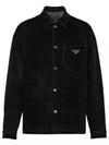 triangle logo stretch cotton long sleeve shirt black - PRADA - BALAAN 1