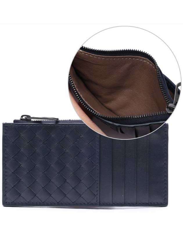 Intrecciato Zipper Card Wallet Navy - BOTTEGA VENETA - BALAAN 3