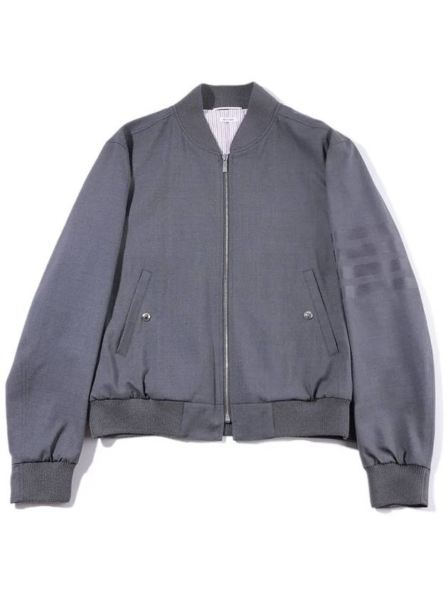 Diagonal Striped Knit Rib Blouson Bomber Jacket Dark Grey - THOM BROWNE - BALAAN 2