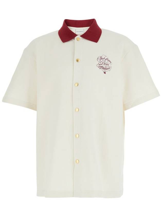 Beige Shirt With Embroidered Slogan On Front And Back In Cotton Man - DROLE DE MONSIEUR - BALAAN 1