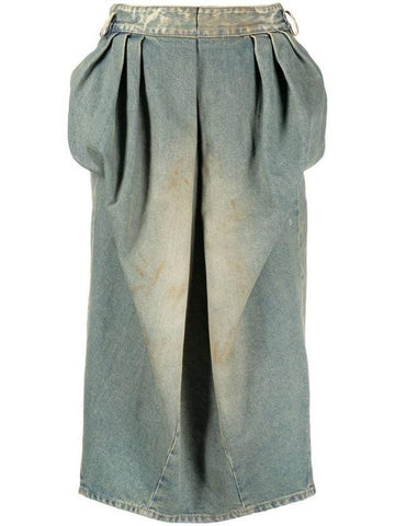 Denim Ruffle H-Line Skirt Dirty Wash - MAISON MARGIELA - BALAAN 1