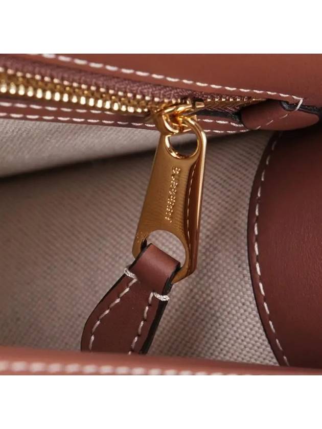 Mini Two-Tone Canvas And Leather Pocket Bag Natural Malt Brown - BURBERRY - BALAAN 9