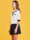 Collar neck color combination short sleeve T-shirt MK3SP090IVO - P_LABEL - BALAAN 6