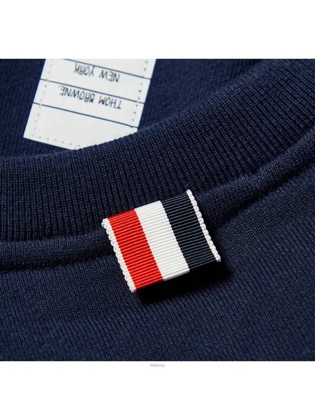 Engineered 4 Bar Stripe Loopback Jersey Knit Crewneck Sweatshirt Navy - THOM BROWNE - BALAAN 4