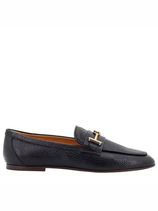 Women's Double T Logo Leather Loafers Black - TOD'S - BALAAN 2