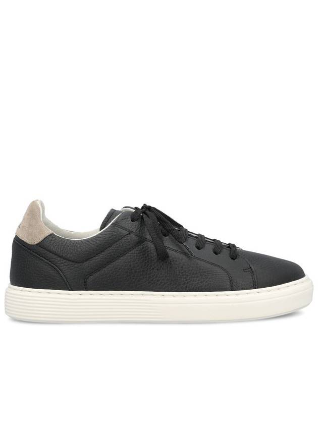 Logo Leather Low Top Sneakers Black - BRUNELLO CUCINELLI - BALAAN 2