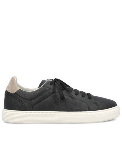 Logo Leather Low Top Sneakers Black - BRUNELLO CUCINELLI - BALAAN 2