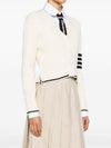 4 Bar Cable Wool Crop Cardigan Ivory - THOM BROWNE - BALAAN 3