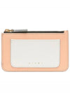 Saffiano Two-Tone Zipper Card Wallet Lily White Pale Peach - MARNI - BALAAN 2