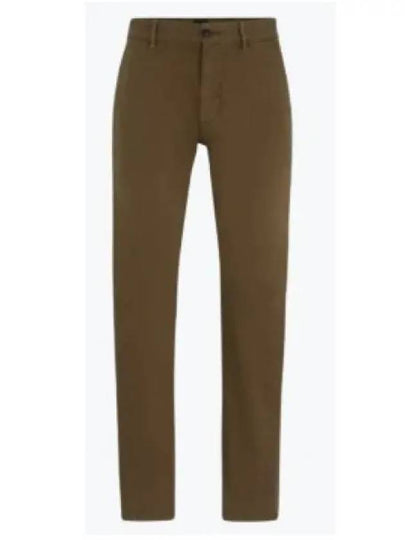 Slim Fit Stretch Cotton Satin Chino Straight Pants Open Green - HUGO BOSS - BALAAN 2