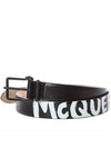 Graffiti Logo Leather Belt Black - ALEXANDER MCQUEEN - BALAAN.