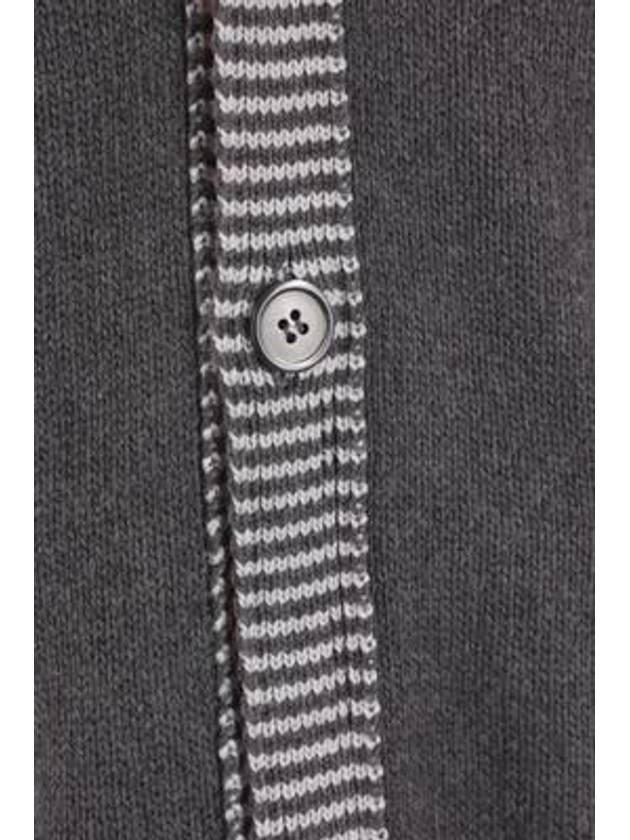 Hector Intarsia Cotton Cardigan Grey - THOM BROWNE - BALAAN 4