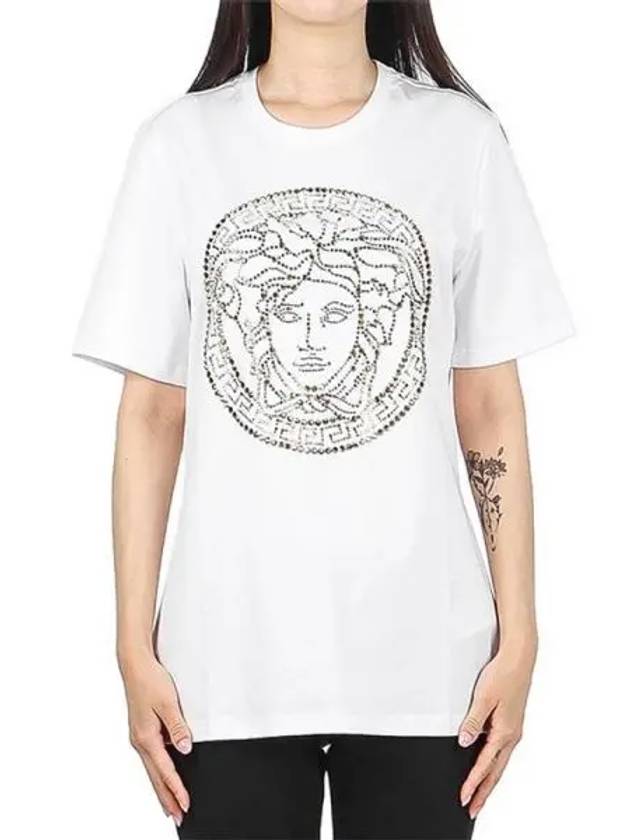 Women's Medusa Studded Short Sleeve T-Shirt White - VERSACE - BALAAN 2