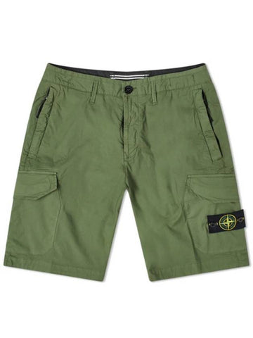 Garment Dyed Waffen Cargo Short Pants Olive 7215L0403 V0058 - STONE ISLAND - BALAAN.